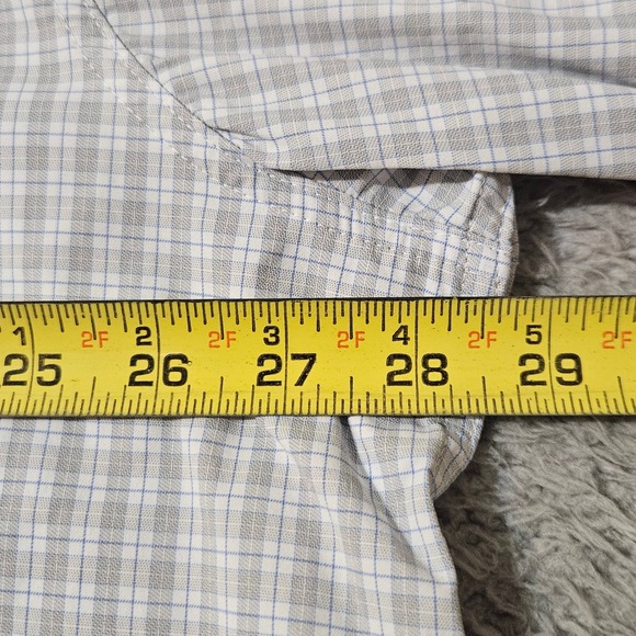 Poncho Western Button Down Fishing Shirt 3XL Blue Checkered  Long Sleeve - Picture 8 of 8